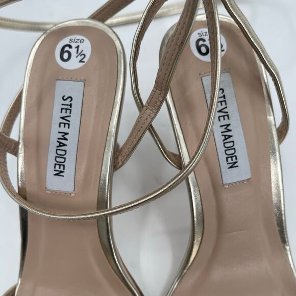 Steve Madden Kyrah Shoes SZ 6.5 Gold Platform Heels Ankle Straps Wedding Formal - Picture 8 of 16